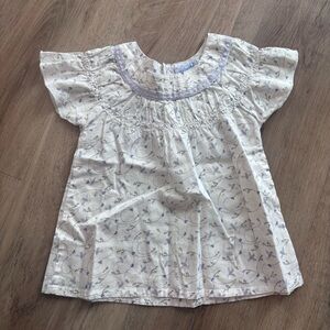 Vtg Purple and White Delicate Bird Dress